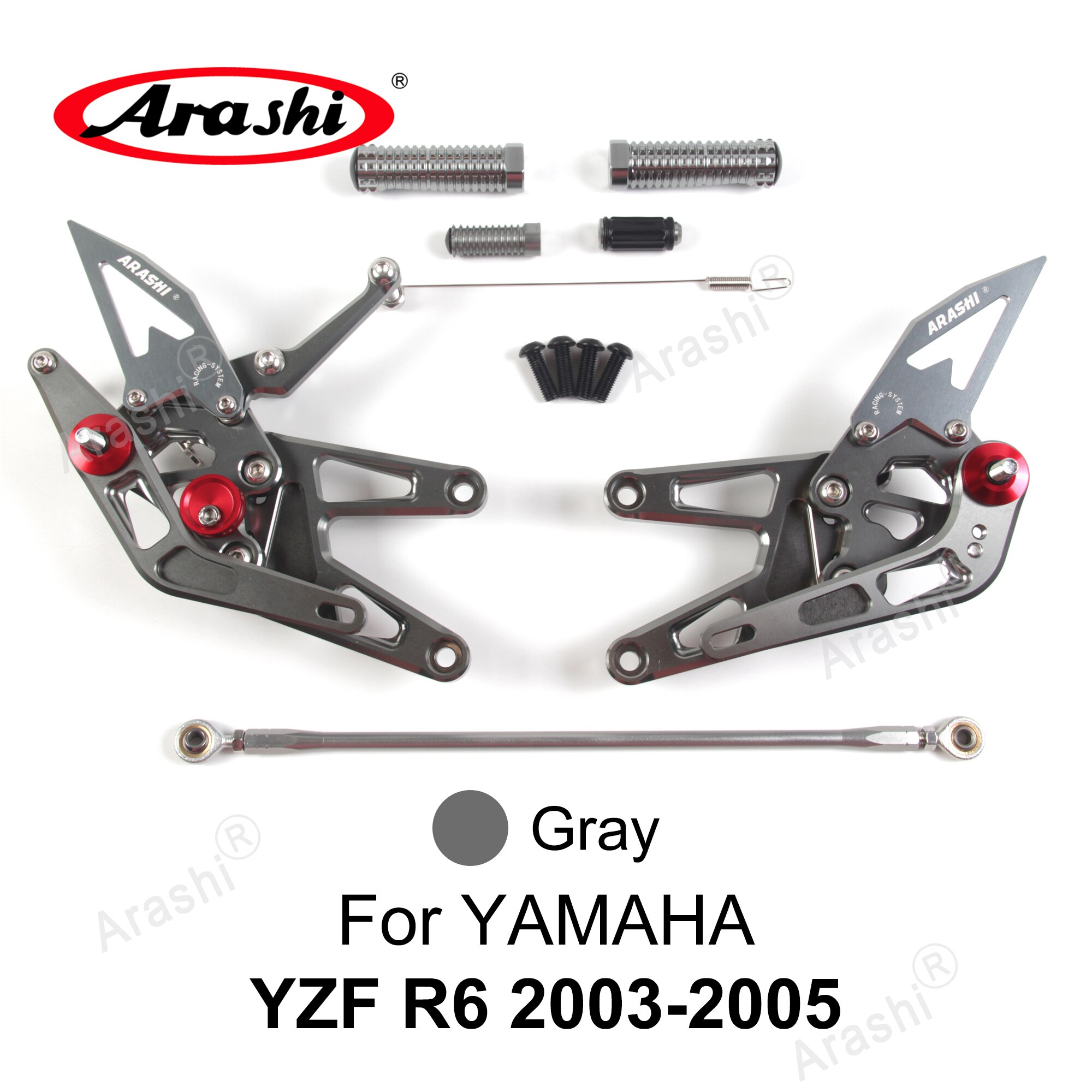 

Arashi для YAMAHA YZF R6 2003-2022 Регулируемая подставка для ног с ЧПУ, задние подножки для мотоцикла YZF-R6 2011 2012 2013 2014 2015 2016