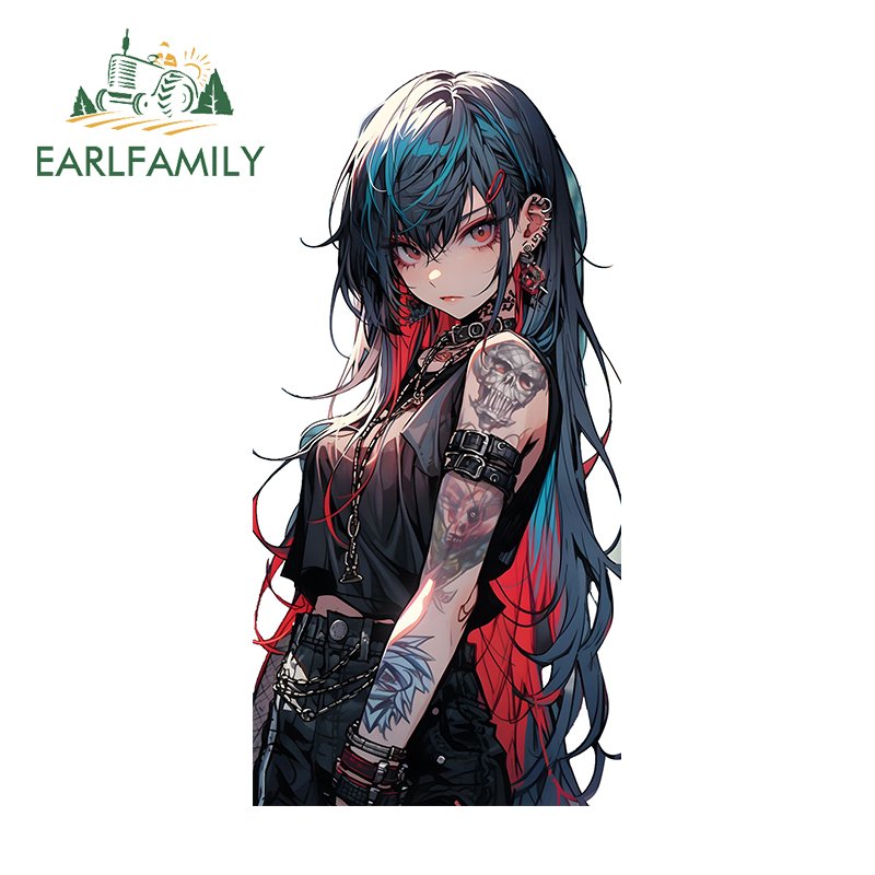 

EARLFAMILY 13 см x 6,5 см для ИИ Аниме Девушки тату Fanart Автомобильная наклейка Водонепроницаемая Черная Виниловая Наклейка Автомобильные аксессуары RV украшение