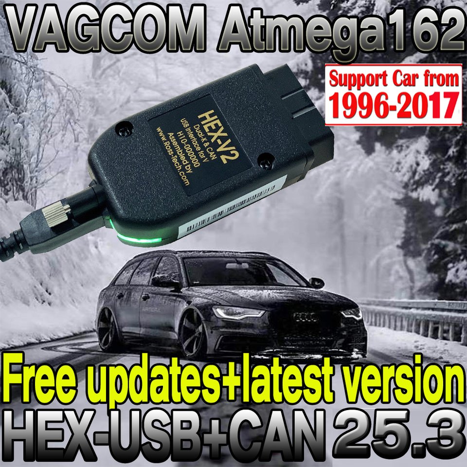 

HEX-V2 VCDS VAG COM 25,3 VAGCOM 25,3,1 VCDS HEX V2 USB-интерфейс для VW AUDI Skoda Seat Unlimited VINs 1996-2017 гг.