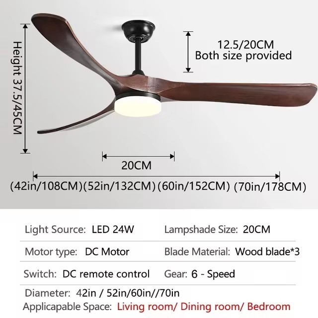 

Потолочный вентилятор INTELLIGENT FAN 60 дюймов деревянный без света