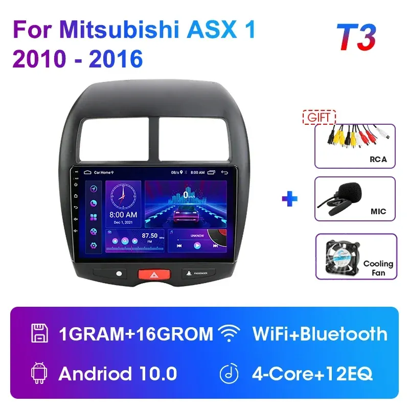 

JMCQ 2 Din Carplay Android 13 Автомобильный радиоприемник Мультимедийный видеоплеер для Mitsubishi ASX 1 2010-2016 Навигация GPS 4G Головное устройство