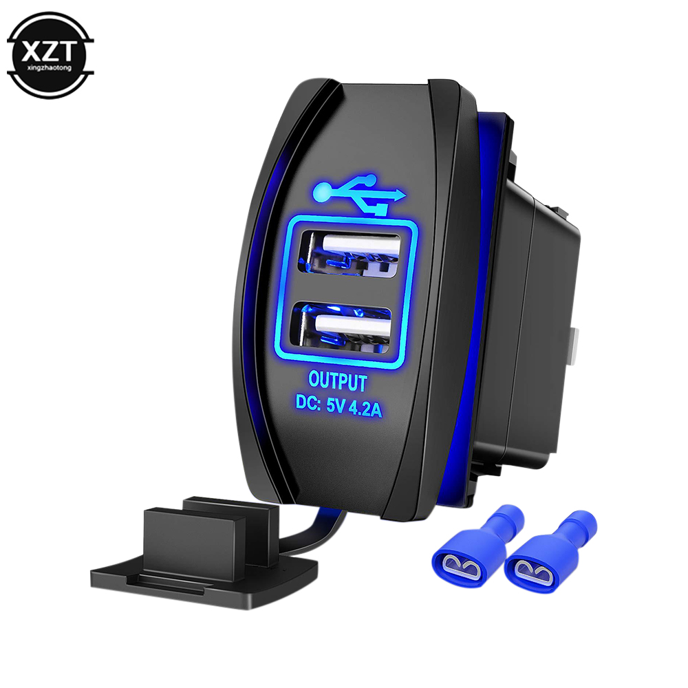 

НОВЫЙ 4,2A универсальный водонепроницаемый двойной USB автомобильный USB-адаптер для зарядного устройства для автомобиля, лодки, грузовика, мотоцикла с пылезащитным чехлом