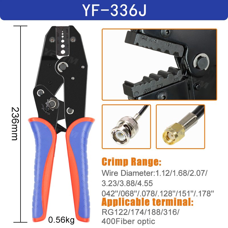 

Комплект клещей для обжима коаксиального кабеля YF-05H YEFYM