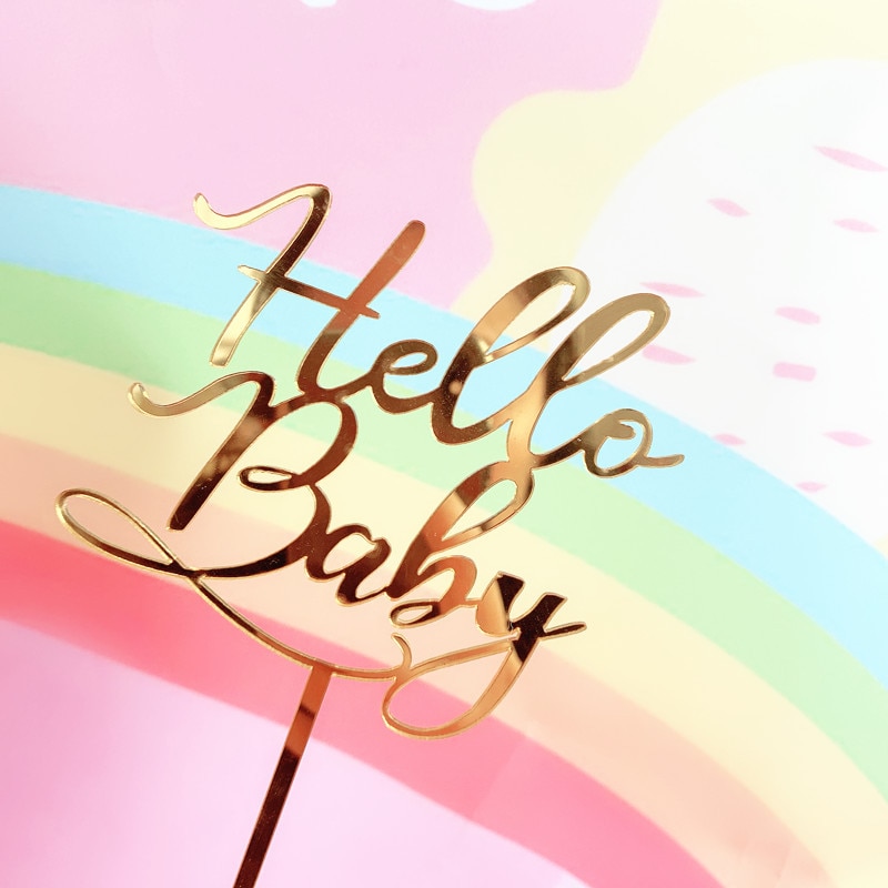 

Золотой акриловый топпер "Hello Baby" Wohltao