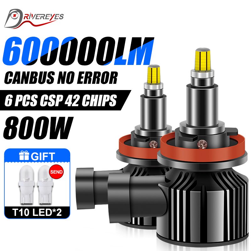

800 Вт 600000 LM H7 Светодиодная лампа Canbus H8 H11 Противотуманная фара 9006 Hb4 9005 Hb3 Светодиодная лампа Plug and Play 360 3D Auto 6500K Супер мини-диоды