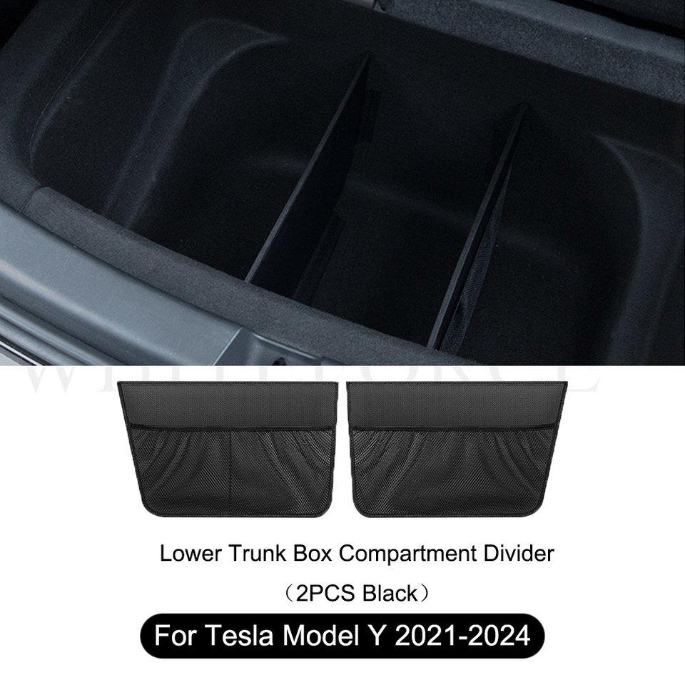 

Для Tesla Model Y 2021-2024 задний багажник, нижний органайзер для хранения, перегородка, ящик для хранения багажника, разделитель заднего чемодана, сепаратор