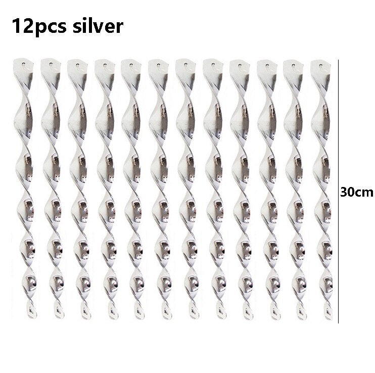 

12pcs Bird Repeller Rotating Rod Reflective Bird Deterrent Rods 30cm Hanging Spiral Rod Anti-bird Protection Garden Decor Chimes
