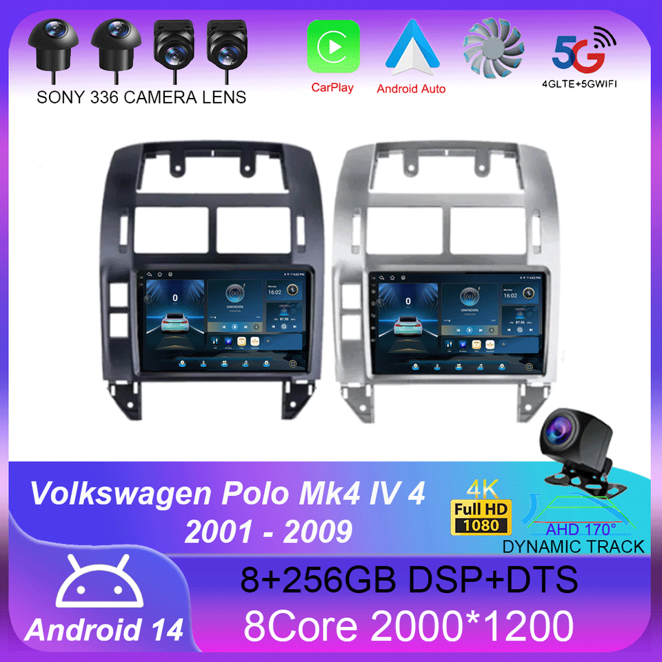 

Android 14 для Volkswagen Polo Mk4 IV 4 2001-2009 Автомобильный радиоприемник Видеоплеер Навигация Стерео GPS Без 2din 2 din DVD 4G+WIFI DSP