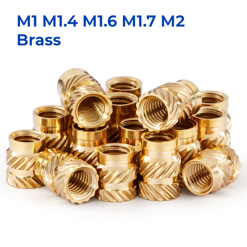 

M1 M1.4 M1.6 M1.7 M2 гайка с кольцевой вставкой из латуни медные гайки горячего расплава, накатанные резьбовые гайки, впрыскивающая Встраиваемая медь