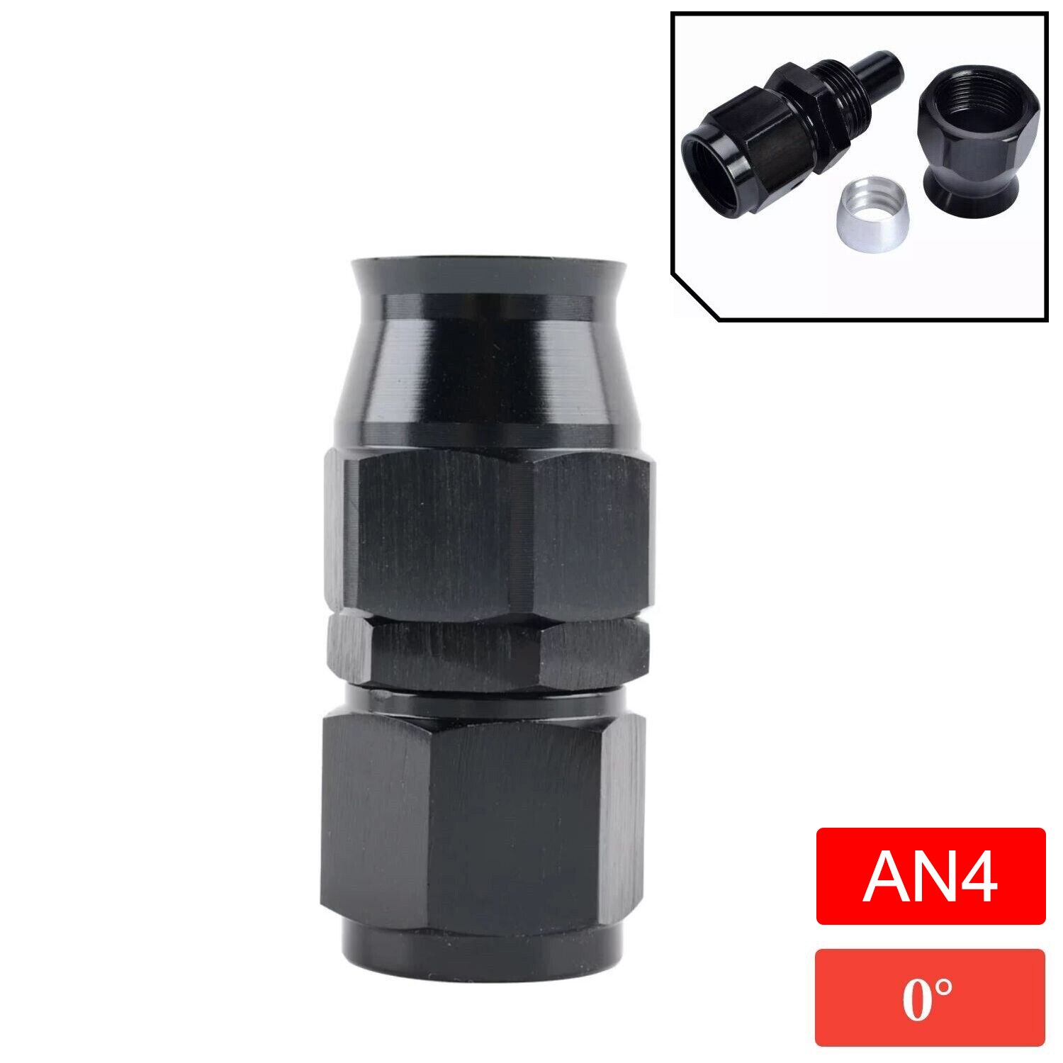 

Черный прямой конец шланга AN4/AN6/AN8/AN10/AN12, 45, 90, 180 градусов, PTFE, адаптер для шланга для топлива, Газа