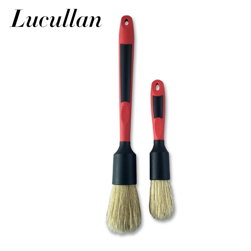 

Lucullan 20% более плотные инструменты для чистки интерьера с оригинальной щетиной 28 см красная полностью резиновая ручка щетки для детейлинга автомобиля