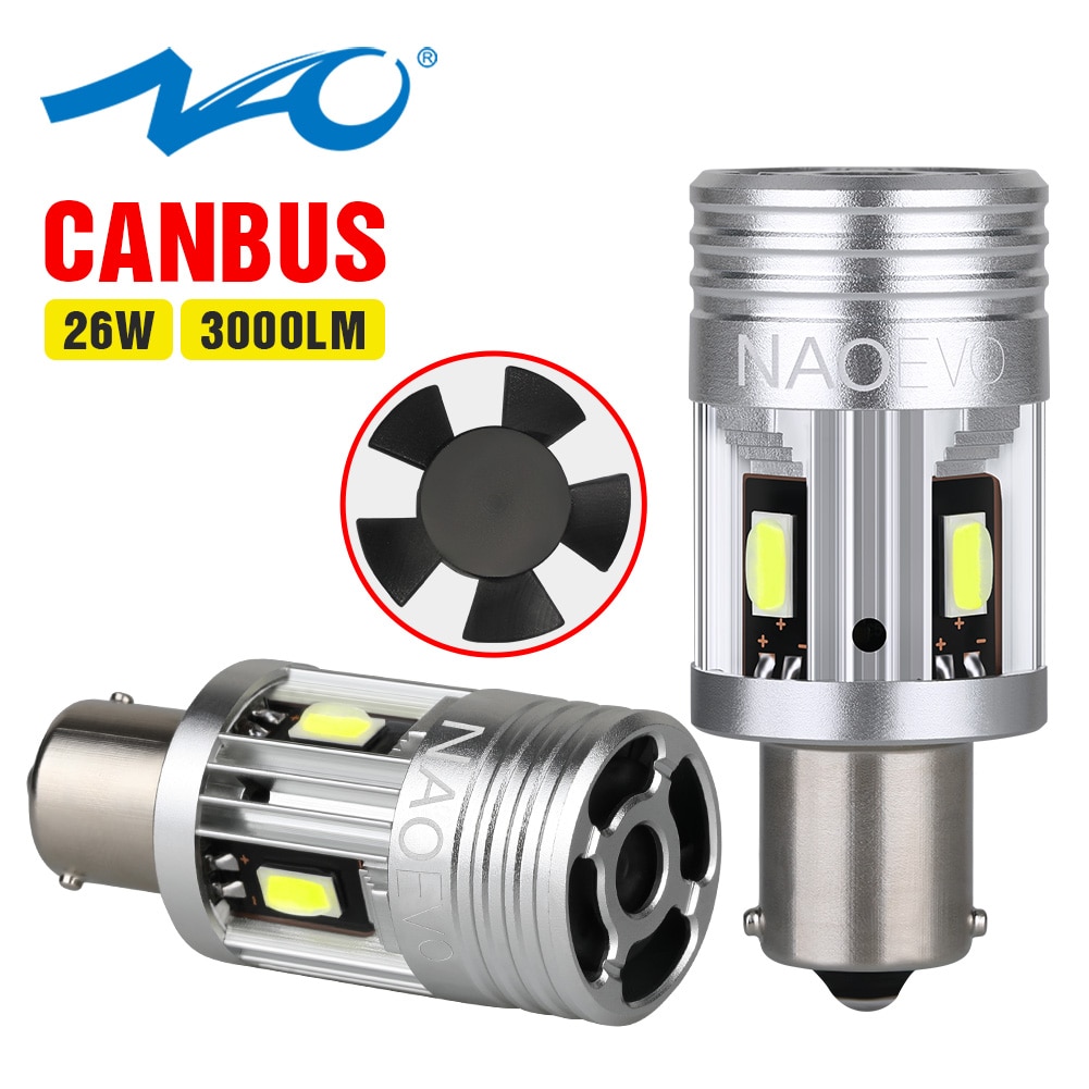 

NAO P21W Светодиодный Указатель Поворота Canbus PY21W Безошибочный 26 Вт BA15S 1156 7035 Лм BAU15S 12 В Яркий Янтарный Чип