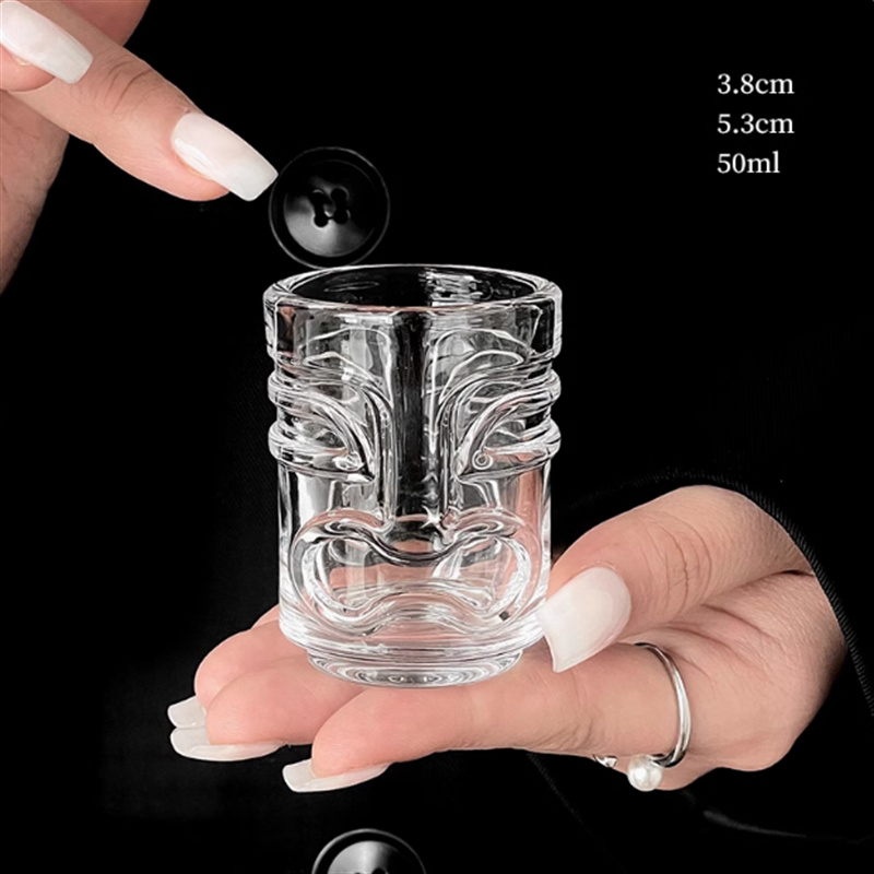 

Гавайское стекло Tiki Shot, мини-стекло для коктейля, бессвинцовая стеклянная чашка Tequila, водка Cachaça, 50 мл, стаканы, аксессуары для бара Tiki