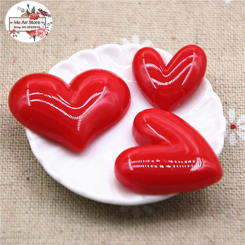 

10 шт., кабошоны с красным сердцем из смолы Ywbeads