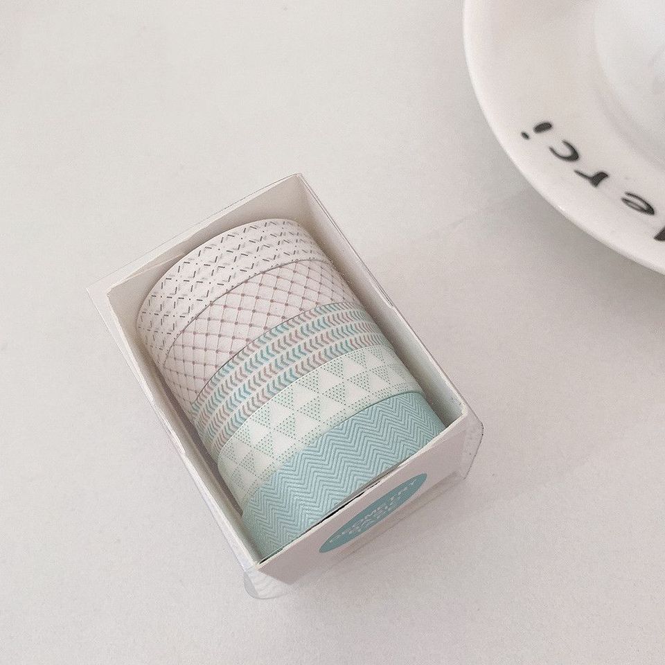 

Декоративная бумажная лента Washi Tape набор 5 рулонов