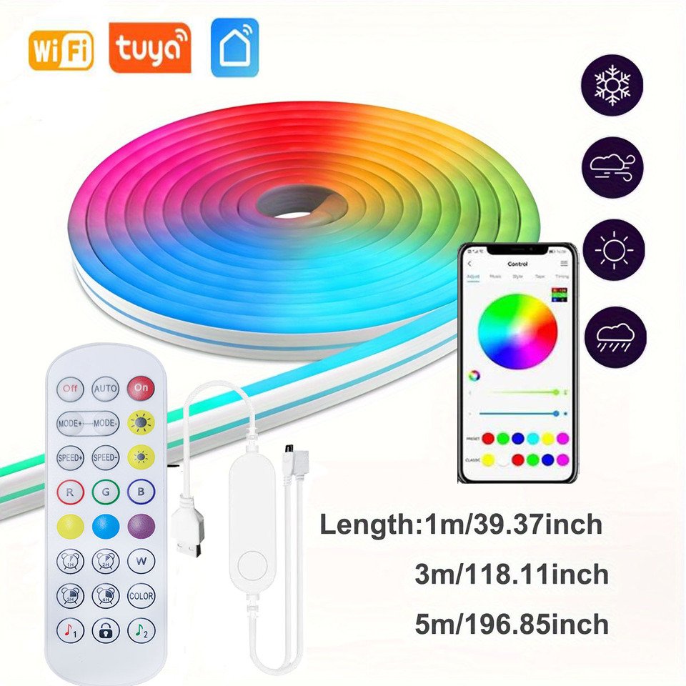 

GBKOF RGB неоновая светодиодная лента 5В USB 1-5 м