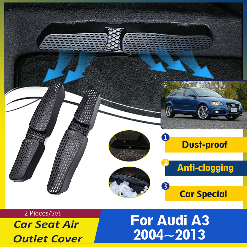 

Для Audi A3 Sportback S3 8P 2004 ~ 2013 автомобильный чехол на воздуховыпускное отверстие ABS под сиденье Кондиционер защита вентиляционных отверстий автомобильные аксессуары