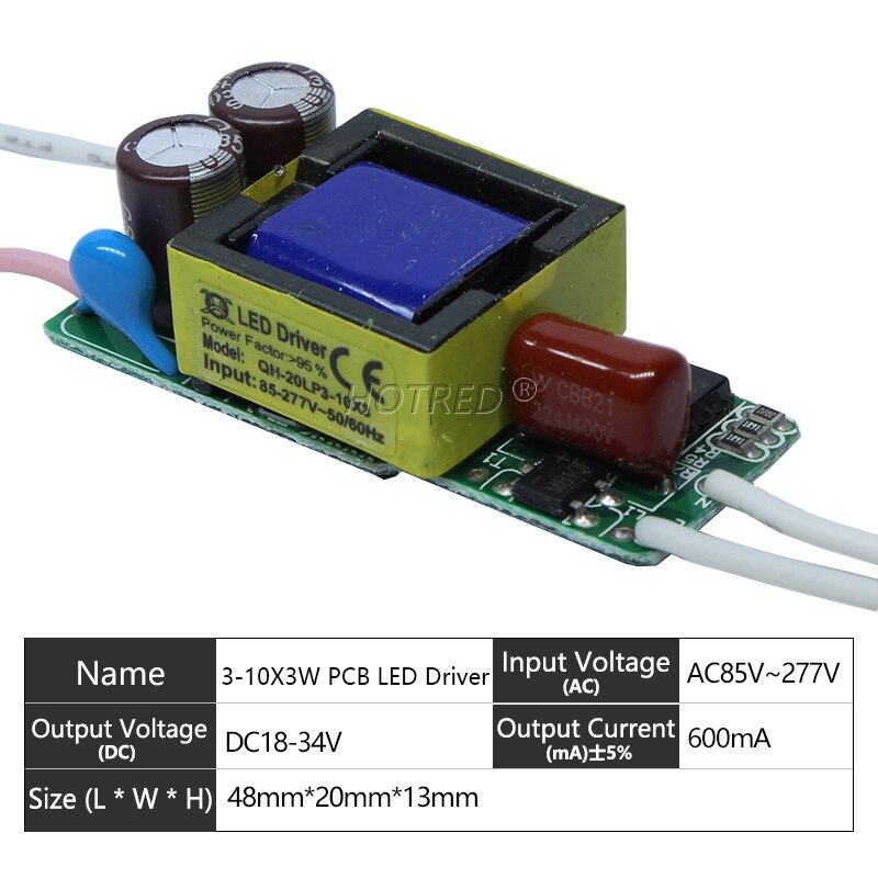 

HotRed трансформатор освещения AC85-277V 600mA 650mA