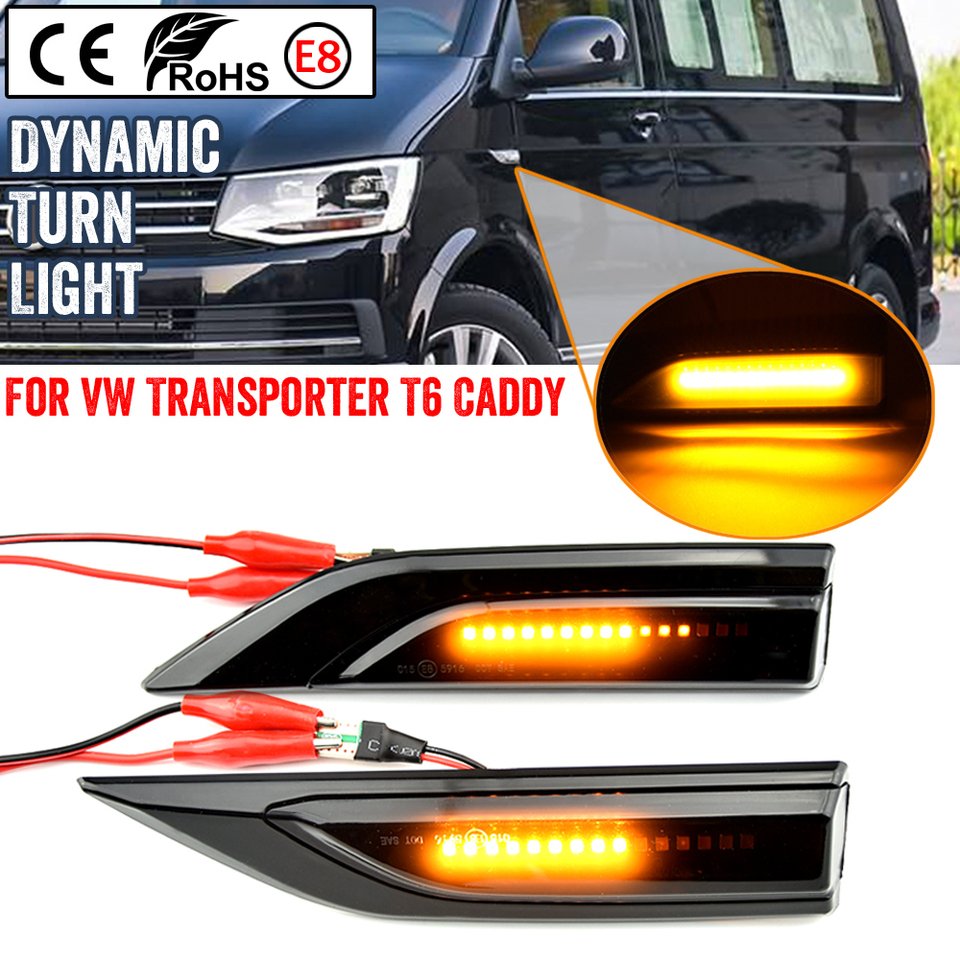 

2 шт. для VW Transporter T6 Multivan Caddy 2015-2019 светодиодный динамический боковой габаритный указатель поворота последовательный мигающий свет