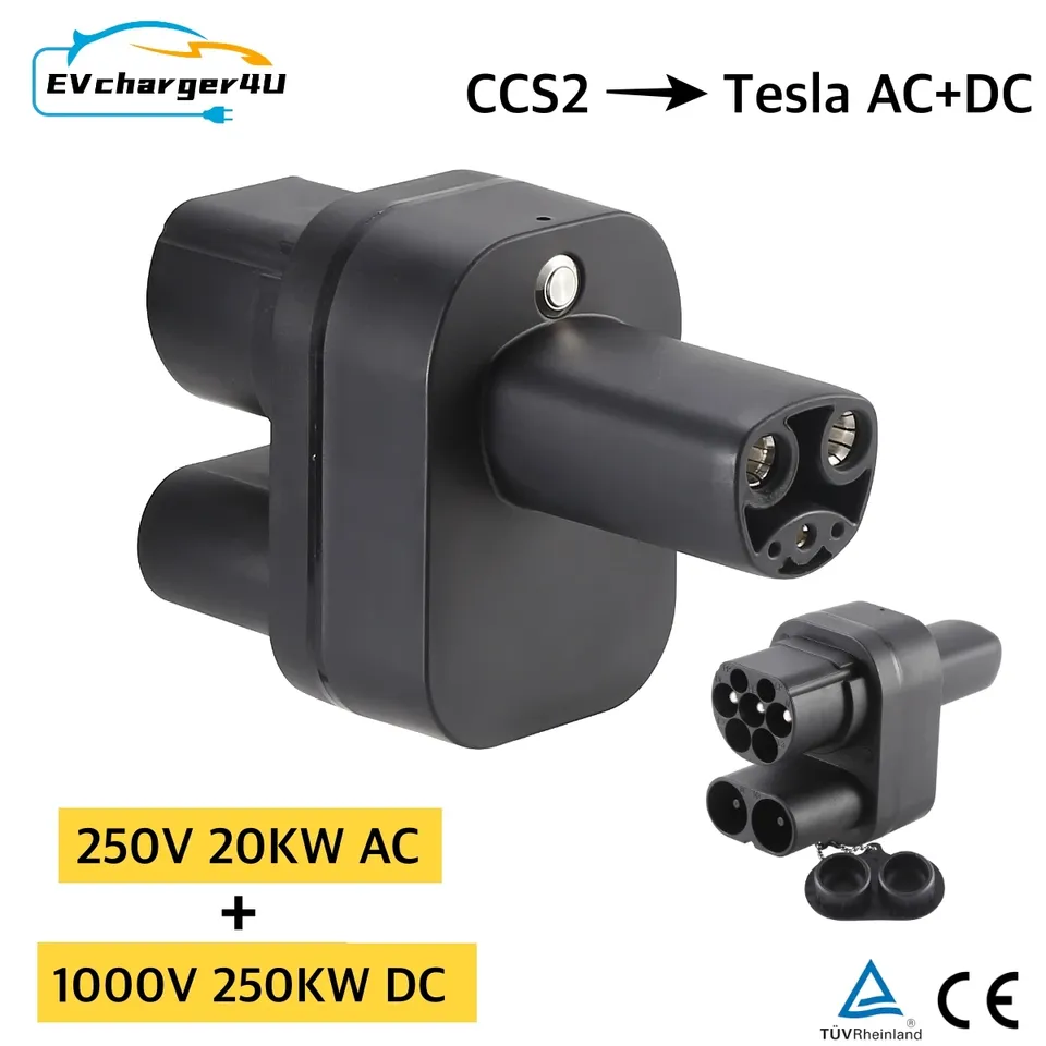 

EVcharger4U CCS2 в адаптер-переходник Tesla 250 Ампера 1000 В 250 кВт для модели 3/X/Y/S CCS COMBO 2 Адаптер зарядного преобразователя EV