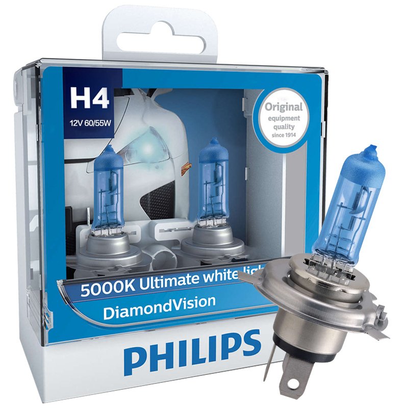 

Philips Crystal Vision 4300K ​​5000K Галогенные Автомобильные Лампы Для Фар H4 H7 H11 HB3 HB4 H8 H1 H3 9005 - Ярко-белые Авто...