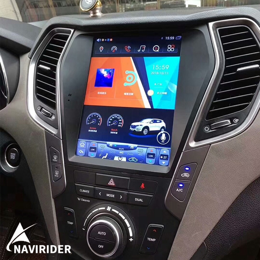 

2 Din Android 14 автомобильный радиоплеер GPS-навигация видео мультимедиа для Hyundai Santa Fe IX45 Android экран 2013-2017 Тесла стиль