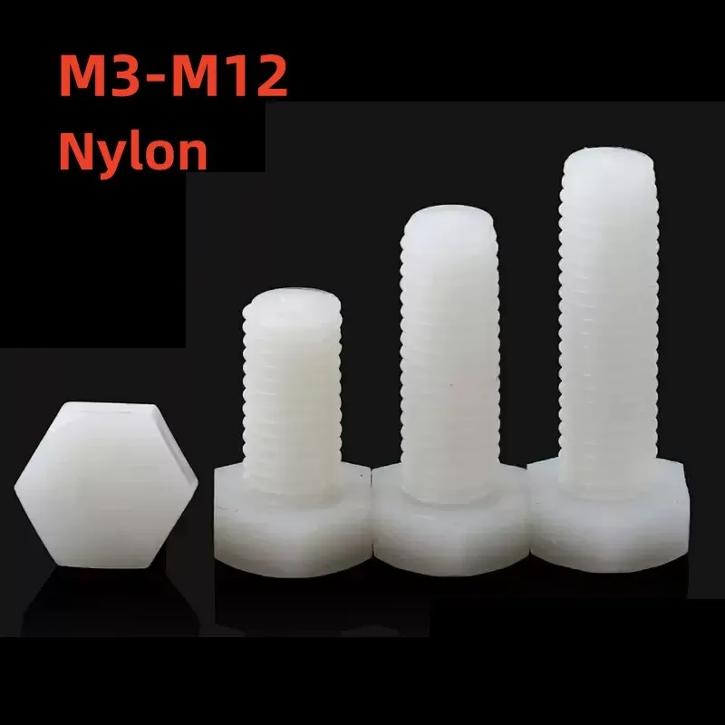 

Белые нейлоновые шестигранные болты M3-M12 4-200 мм