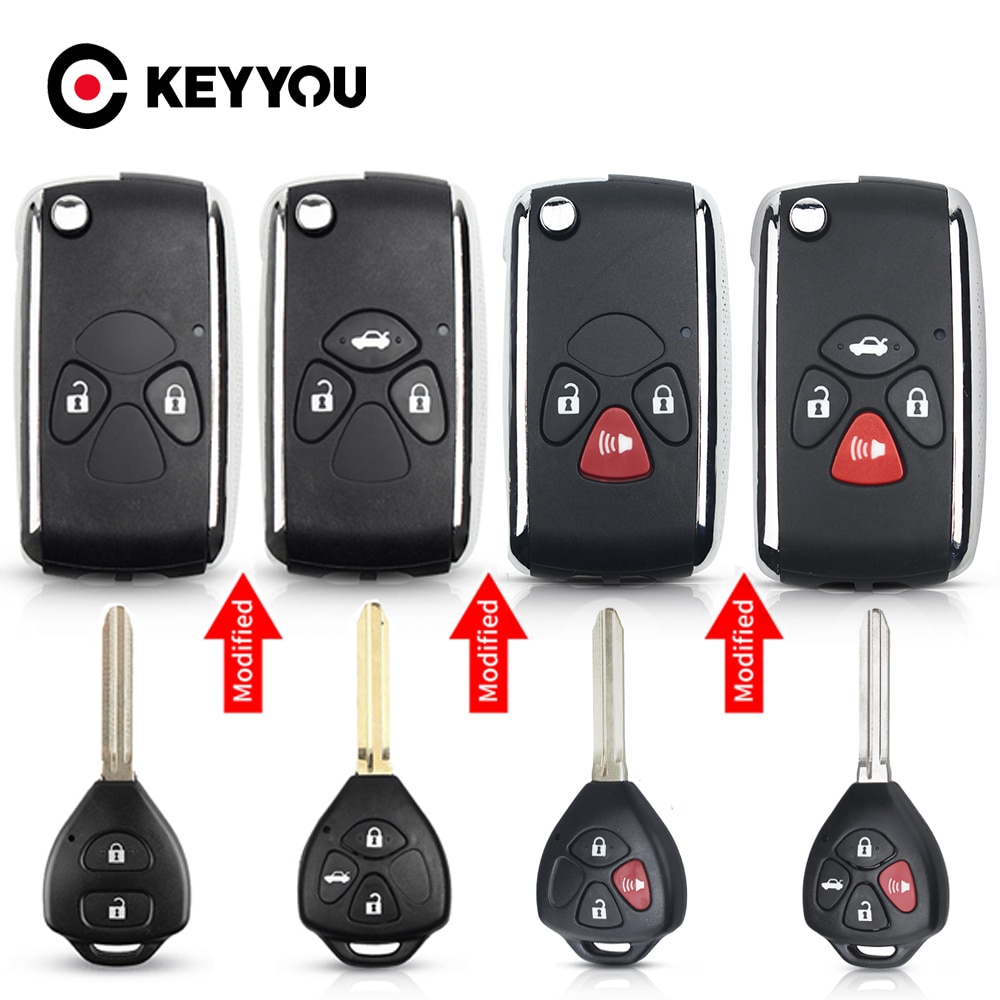 

Модифицированный чехол KEYYOU для автомобильного выкидного ключа-пульта для Toyota Avlon Crown Corolla Camry RAV4 Reiz Yaris Prado 2/3/4 Корпус для ключей на кнопке Toy43