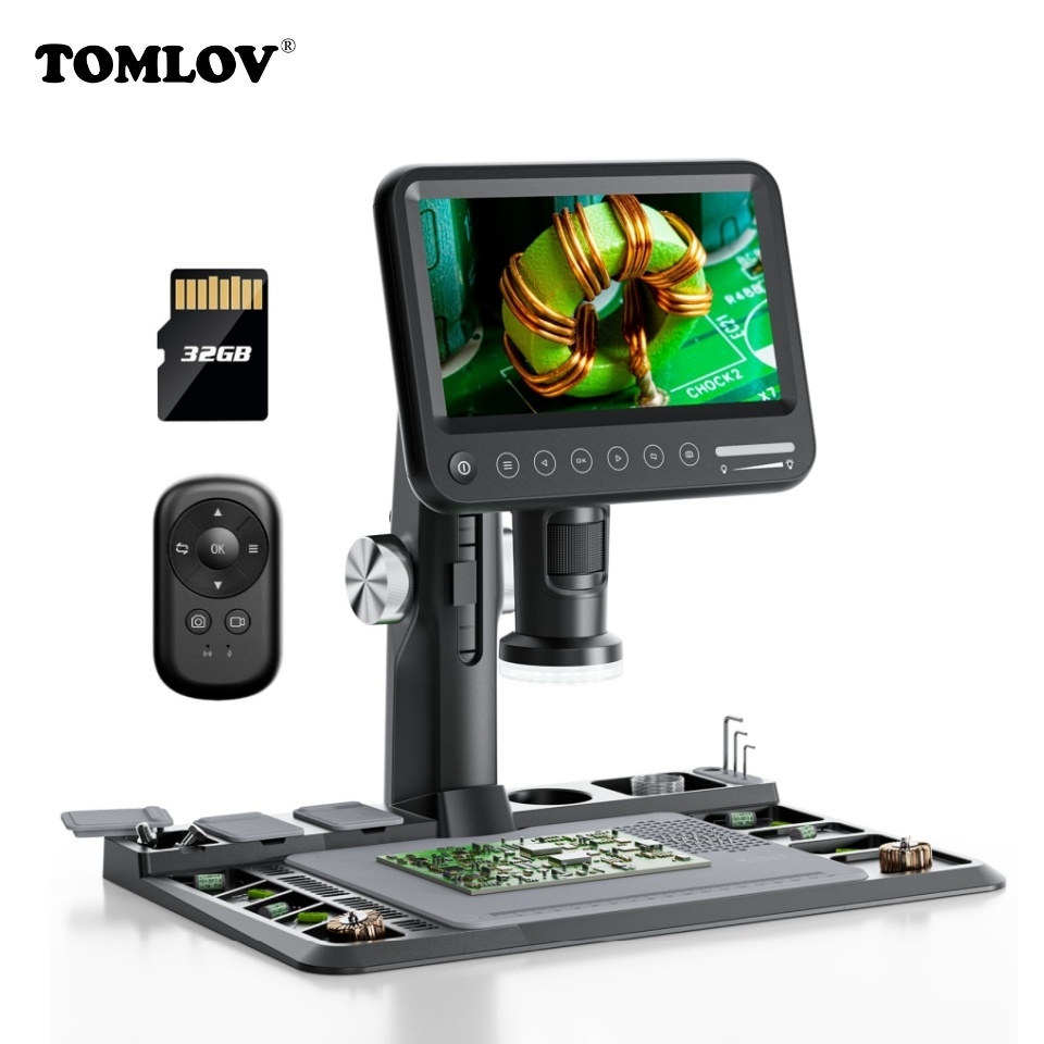 

Цифровой микроскоп TOMLOV TRM101, Электронная профессиональная паяльная станция, микроскопы с 7-дюймовым IPS экраном, лупа 32 ГБ, 12 МП