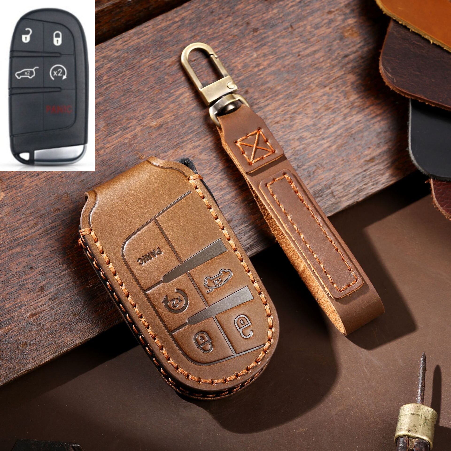 

Кожаный чехол для автомобильного ключа чехол для Jeep Renegade Compass Grand Cherokee для Chrysler 300C Wrangler Dodge автомобильные аксессуары брелок