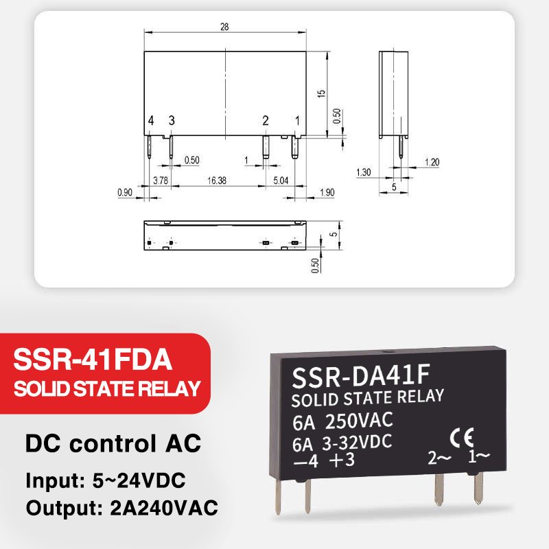 

Тонкое реле SSR-41FDA SSR-41FDD Твердотельное реле 6a Реле на DIN-рейку Управление постоянным током Управление постоянным током