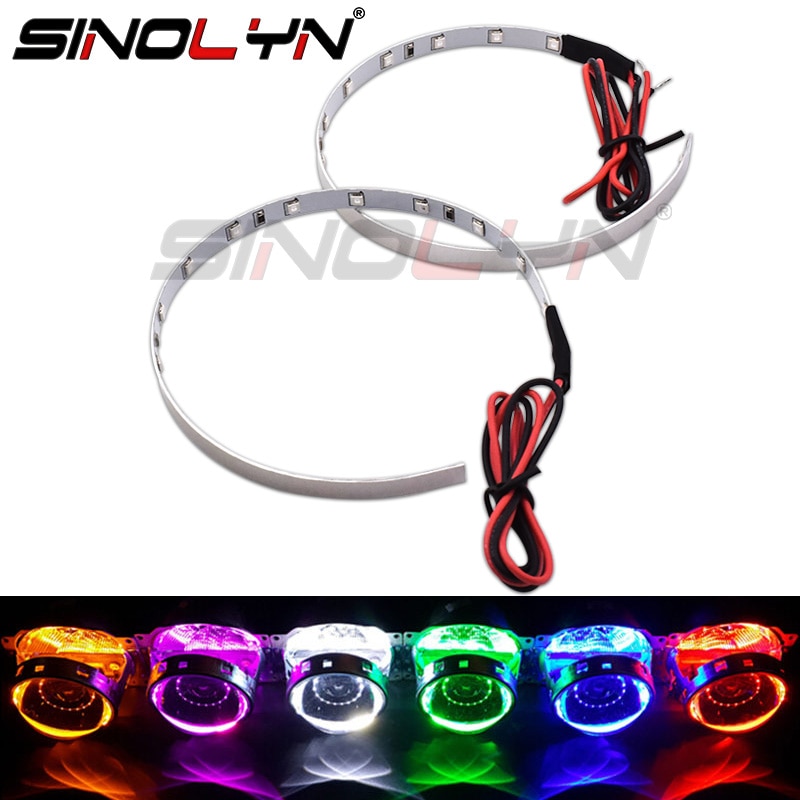

Светодиодные линзы Sinolyn Devil Eyes Demon Eye для проектора 3,0, аксессуары для фар, 360 градусов, красный, синий, зеленый, желтый, фиолетовый