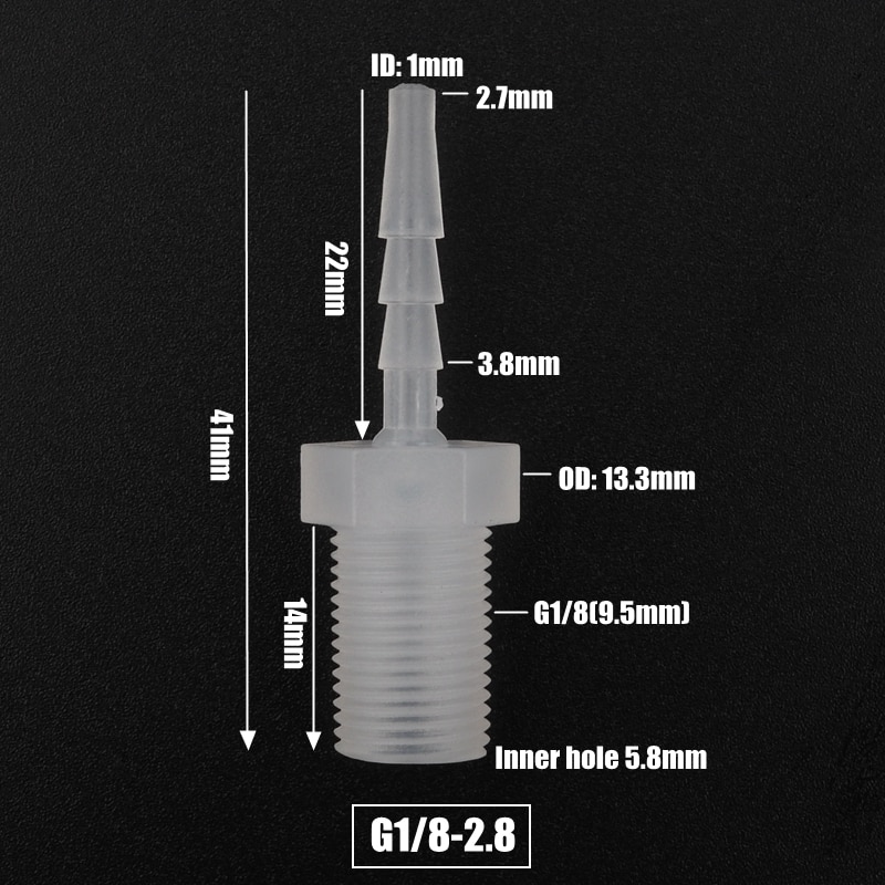 

Соединители для аквариума PP пластик G1/8 G1/4 дюйма 2.8~12 мм