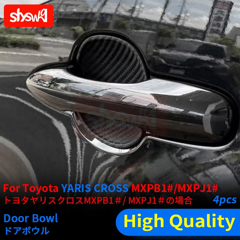 

Для TOYOTA 2021 YARIS CROSS MXPB1 MXPJ1, черная крышка для дверной чаши, ручка из углеродного волокна, аксессуары для внешней отделки из силикона