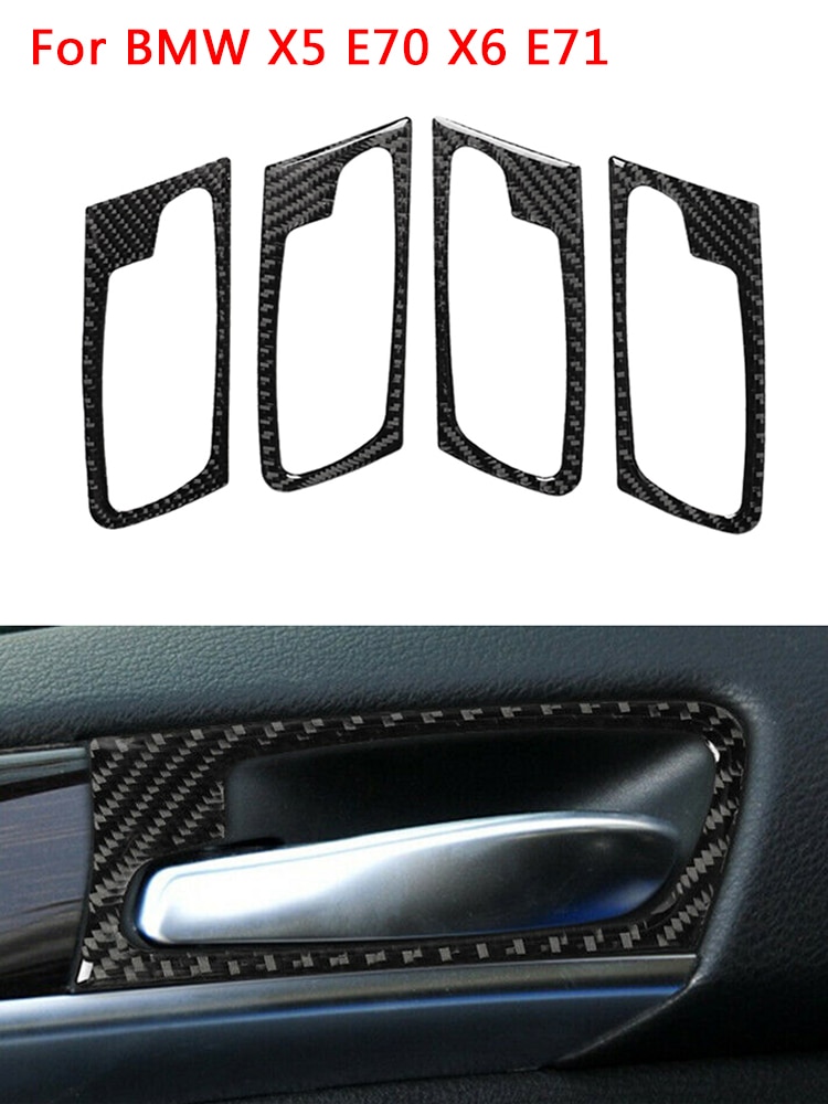 

4 шт., внутренняя дверная ручка, панель, накладка, рамка для BMW X5 E70 X6 E71 2008-2013, дверная ручка, рама из углеродного волокна