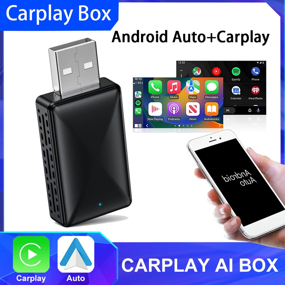 

WDSZKMYF Carplay Ai Box Android Беспроводной адаптер Smart AI Box для автомобилей OEM Проводной к беспроводному USB-адаптеру ...