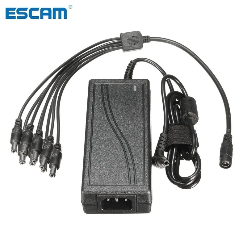 

Блок питания ESCAM DC 12 В 5 А, источник питания + 8-канальный разветвитель питания для камеры/радиоприемника, камера видеонаблюдения