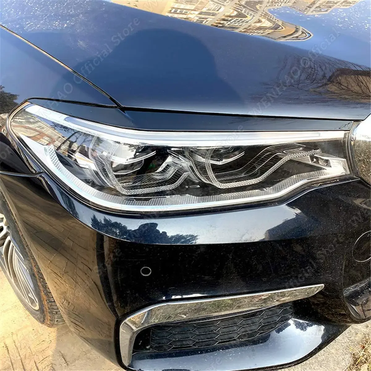 

2 шт. глянцевые черные фары, веки, брови для BMW 5 серии G30 G31 G38 F90 M5 525I 530I 540I 2017-2021, аксессуары из АБС-пластика