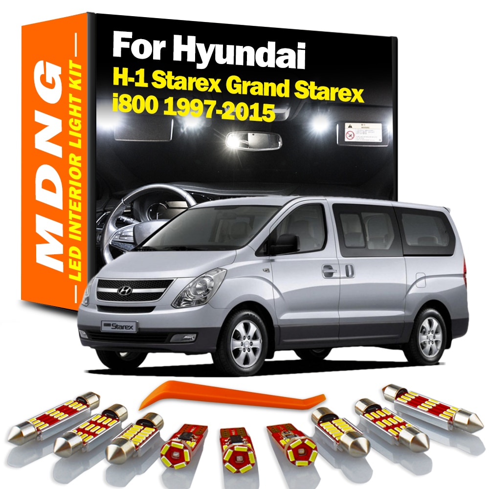 

Комплект светодиодного внутреннего купольного освещения MDNG Canbus для Hyundai H-1 Starex Grand Starex i800 1997-2011 2012 2013 2014 2015