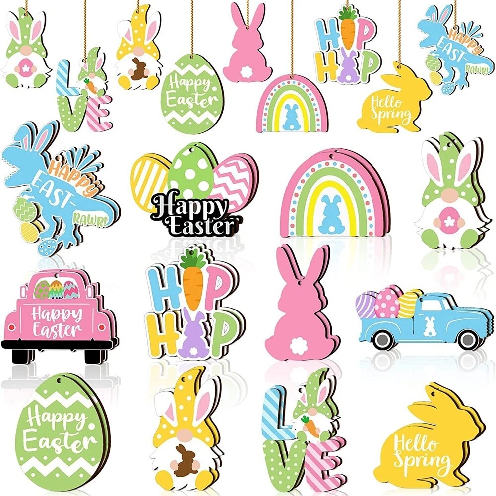 

Деревянные пасхальные подвески Hello Spring 12 шт.