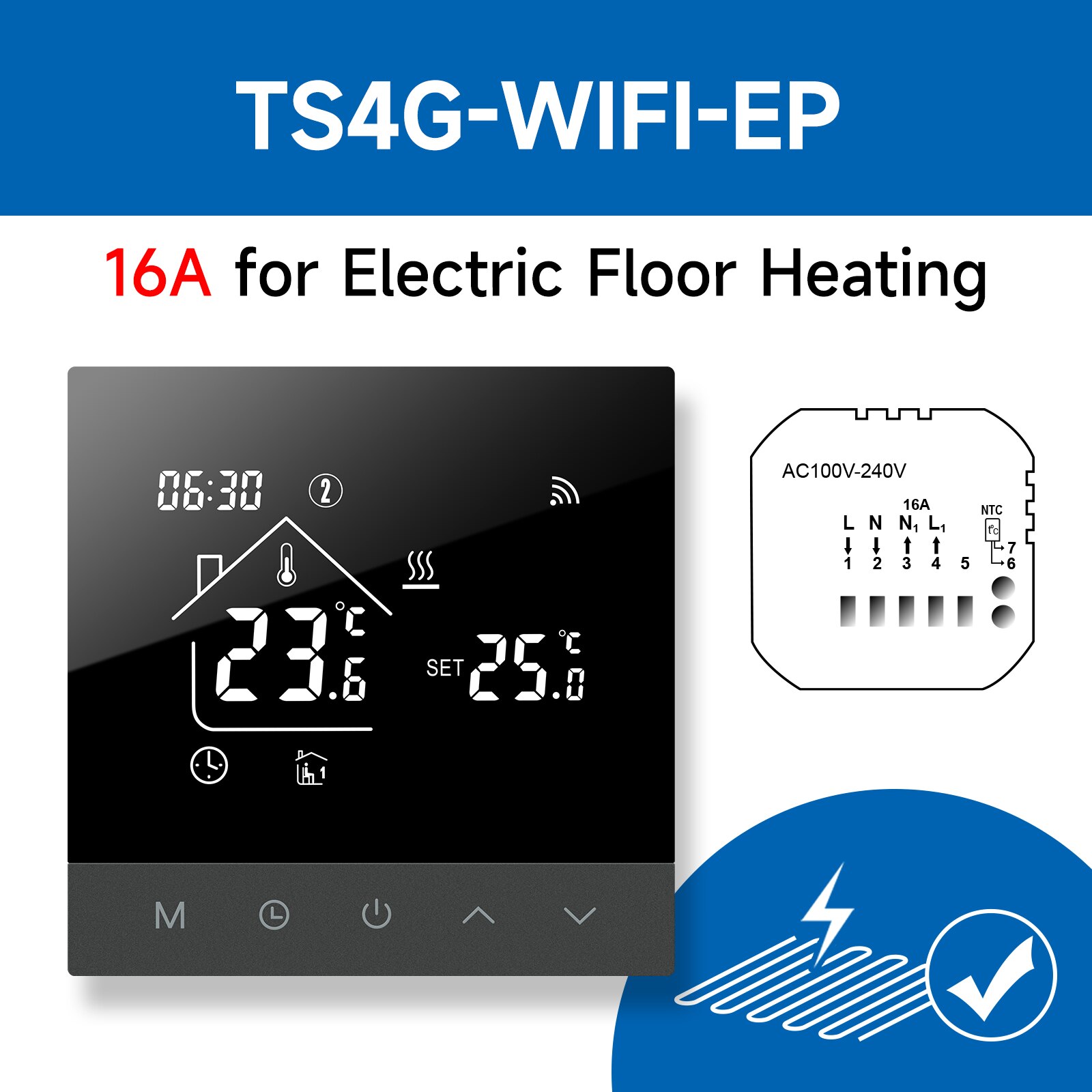 

Beok TS4G/W WIFI Термостат для теплого пола