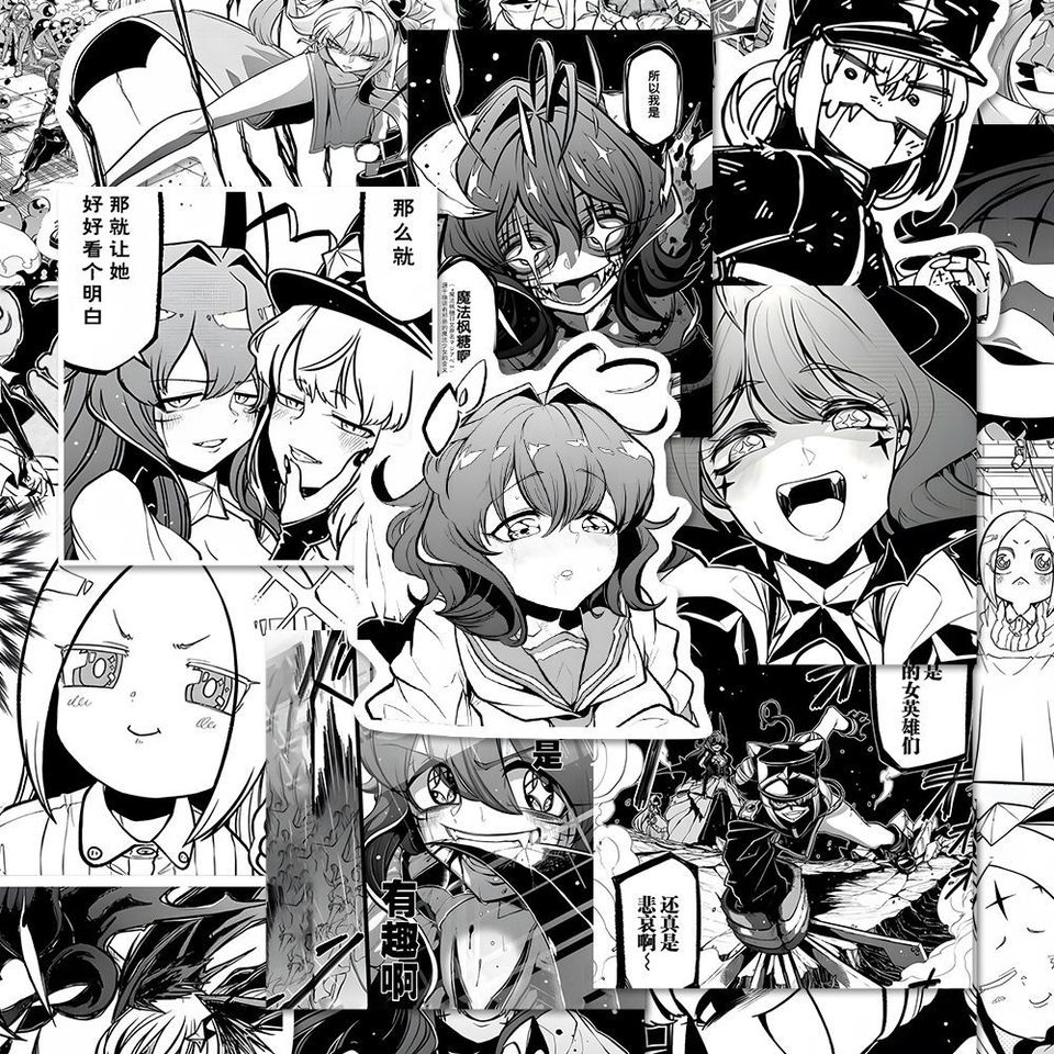 

Аниме наклейка Mahou Shoujo Ni Akogarete, черные и белые Стикеры для манги, милые канцелярские принадлежности для ноутбука, чехол для телефона Decor