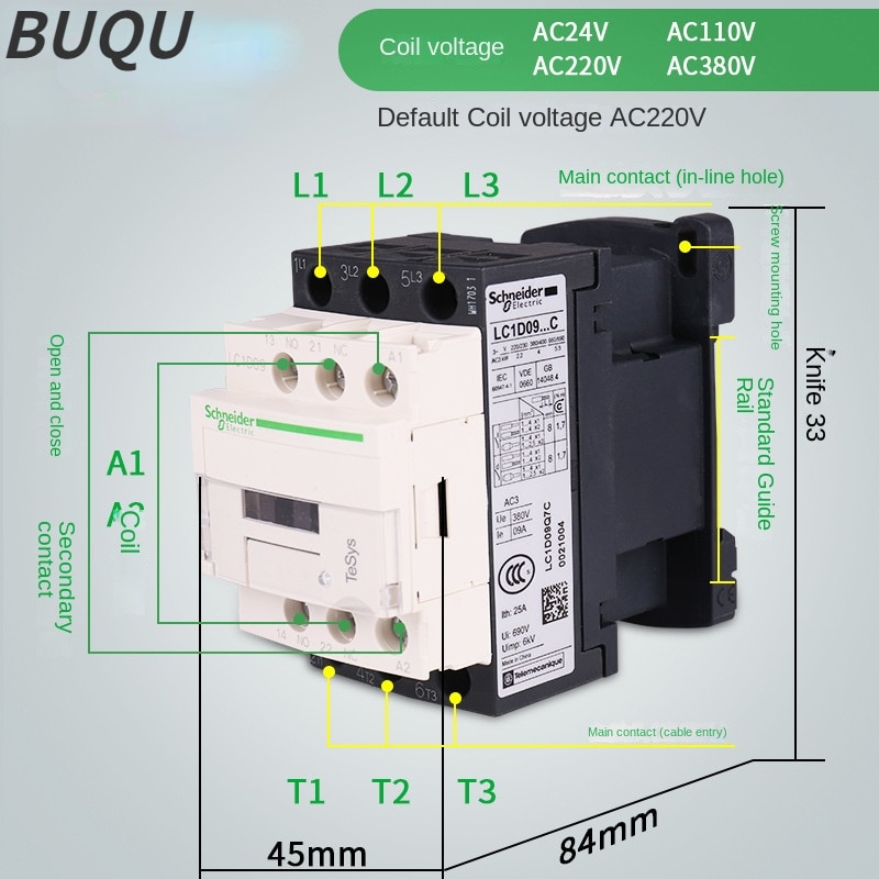 

Контактор Schneider LC1D25 LC1D32 LC1D38 220В