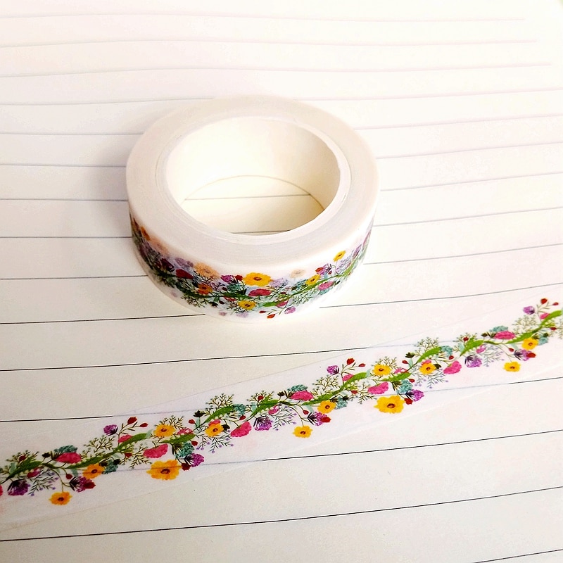 

GREATHOPE WASHI TAPE Декоративный скотч с цветочным принтом 1.5х10м