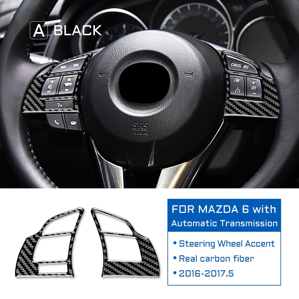 

Настоящее углеродное волокно для Mazda 6 2014-2017, автоматическая коробка передач, кнопка рулевого колеса автомобиля, рамка, наклейка, аксессуары для внутренней отделки