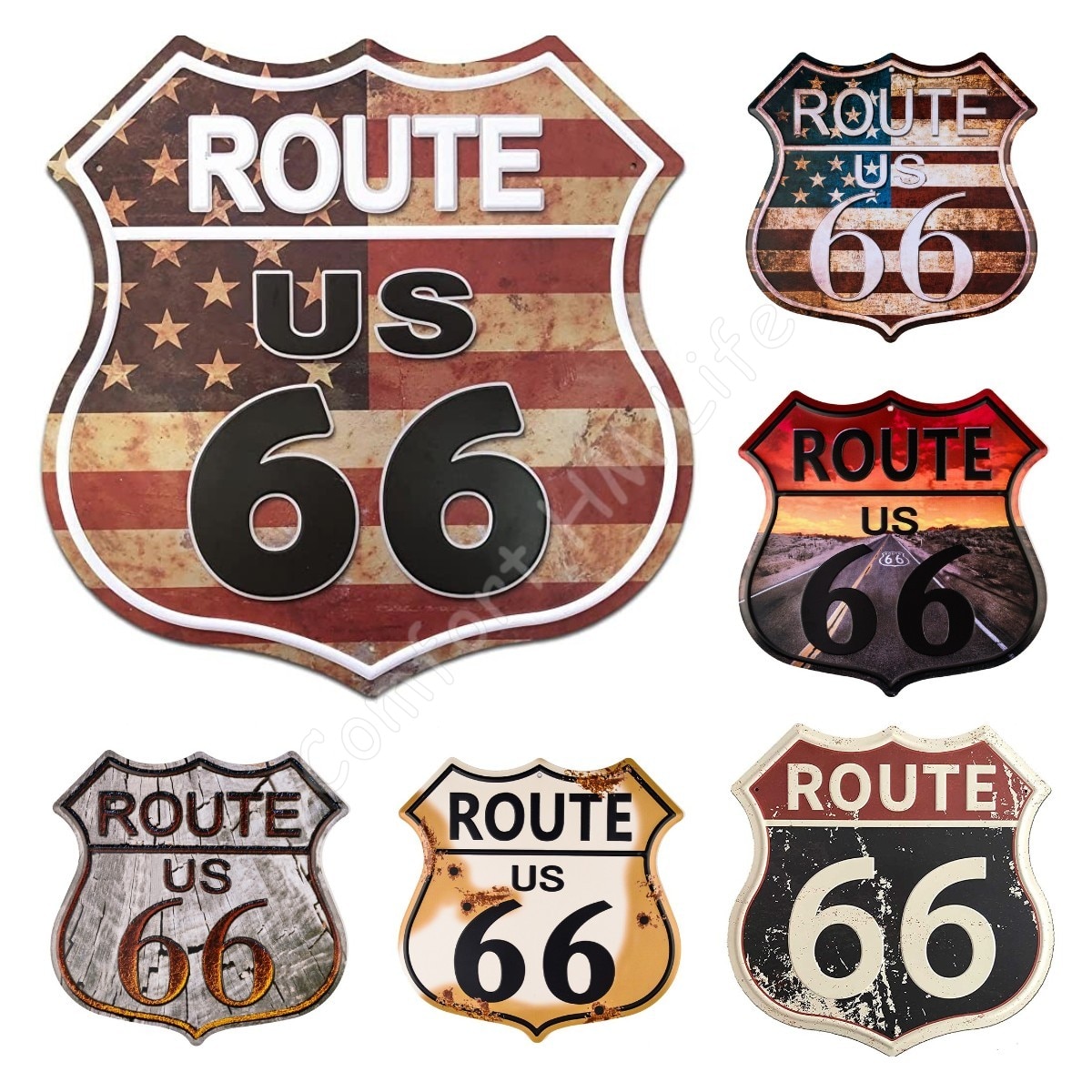 

Металлический знак Route 66 30x30 см