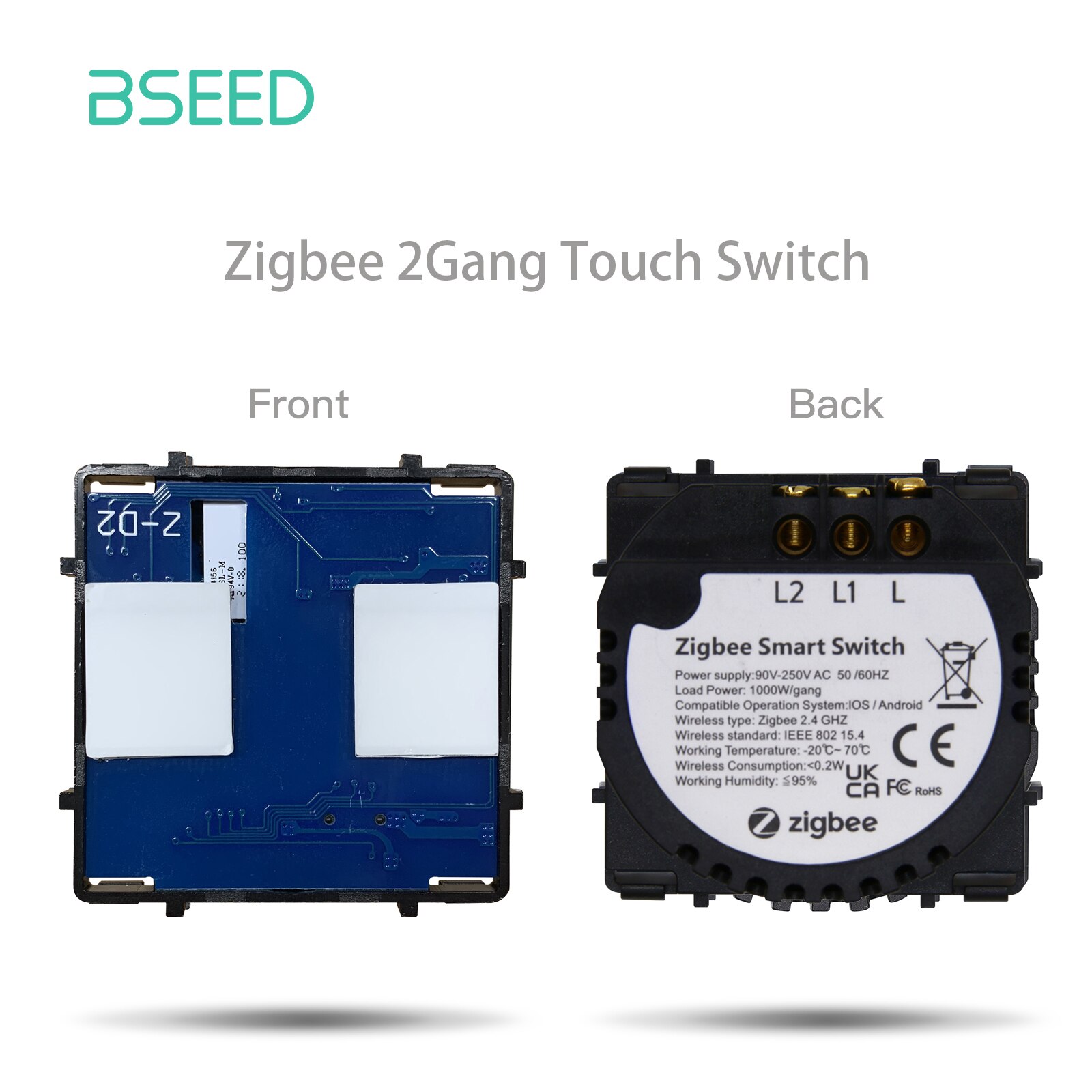 

Сенсорный выключатель Bseed Zigbee 1/2/3 клавиш