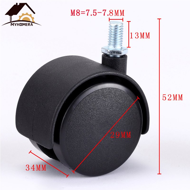 

Мебельные ролики черные 30/40/48 мм с тормозом M8