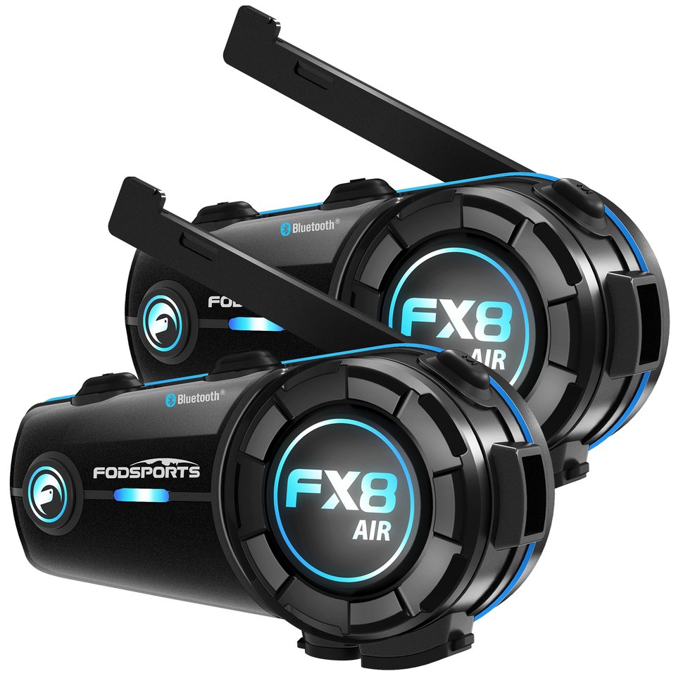 

2шт Fodsports FX8 AIR мотогарнитура,мотоциклетная гарнитура,bluetooth шлем гарнитура, 3 звуковых эффекта, FM-радио, 4 человека говорят в одно время.