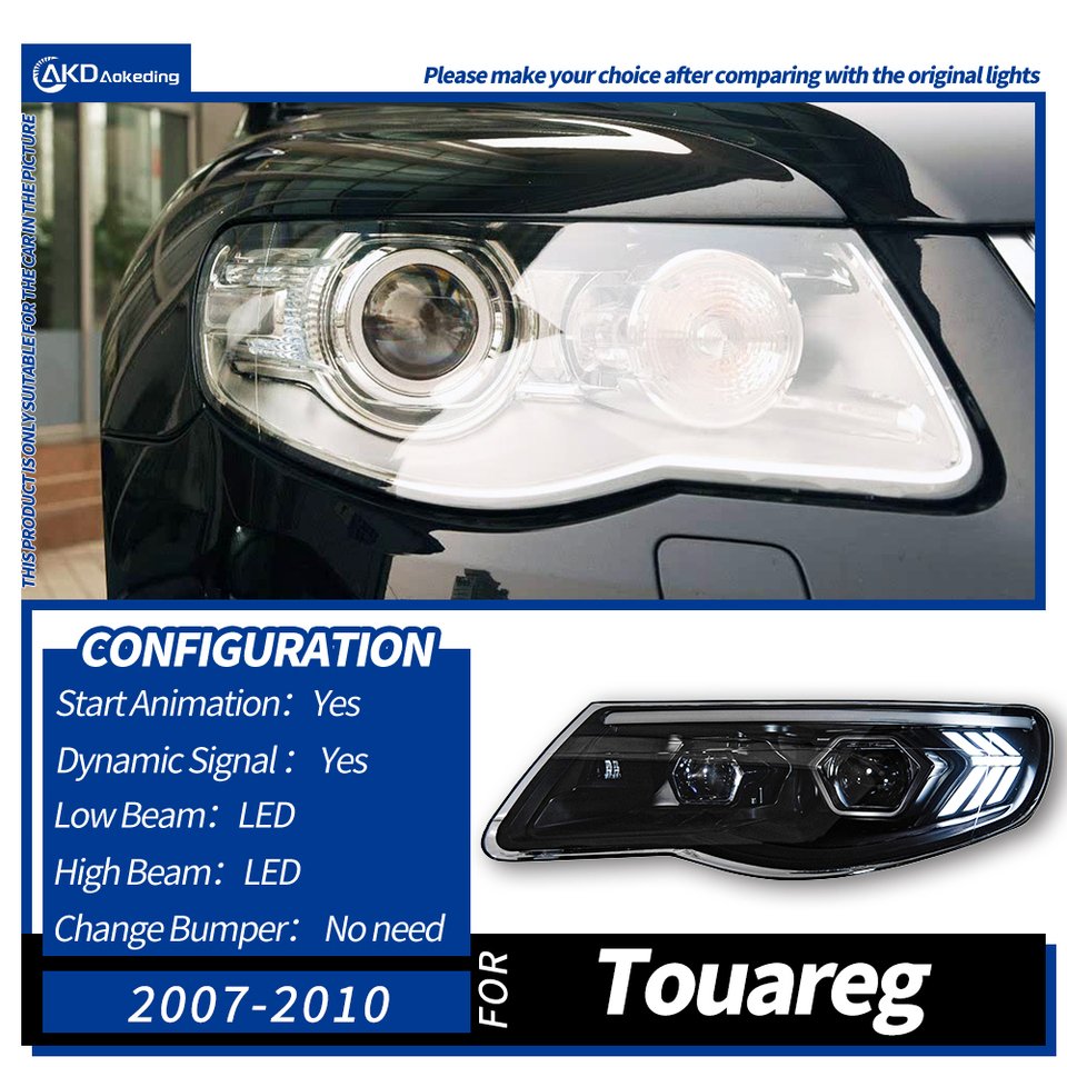 

Автомобильные фары для VW Touareg Светодиодные фары 2007-2010 Touareg LED DRL Hid Option Фара Все светодиодные биксеноновые фары Аксессуары